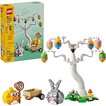 LEGO Easter Basket with Rotating Bunny & Spring Flowers Display